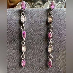 In Box! Purple and Iridescent Earrings on Smooth Black Chain!